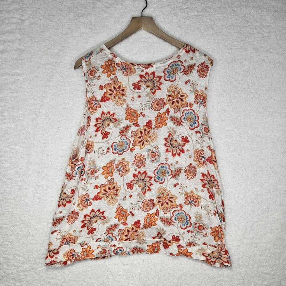 J. Jill Linen Love Linen Sleeveless Boho Floral Top W/ Twist Front Hem Womens XL - Picture 2 of 12